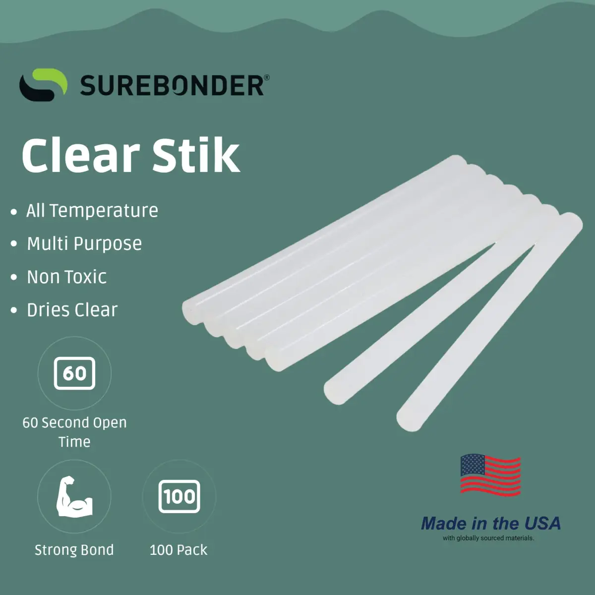 Surebonder Mini Hot Glue Sticks 4 in. Length, 0.27 in. Diameter, 100-Pack | All-Purpose, All-Temp. Crafting - view 2