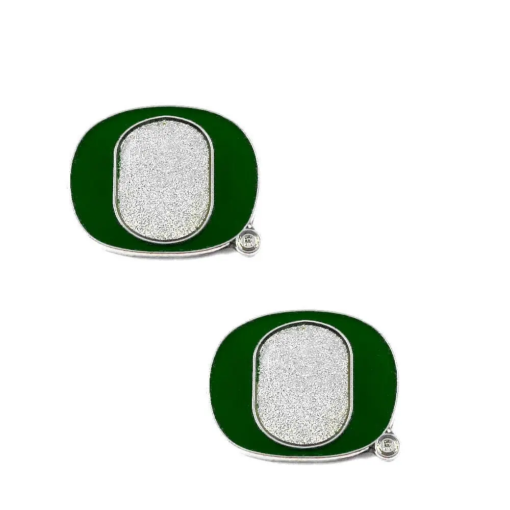 aminco NCAA Oregon Ducks Team Logo Post Earrings | 1-inch, Silver, Stud Backing - main product image
