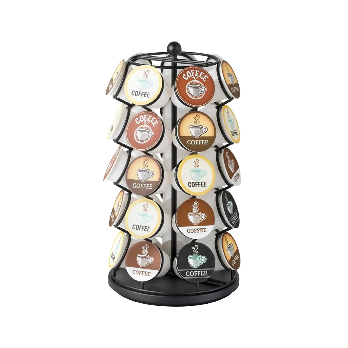 Nifty Solutions ITEM_STAND Black Item Stand | 35 K Cup Capacity, 360° Spin, Modern Counter Organizer - main product image
