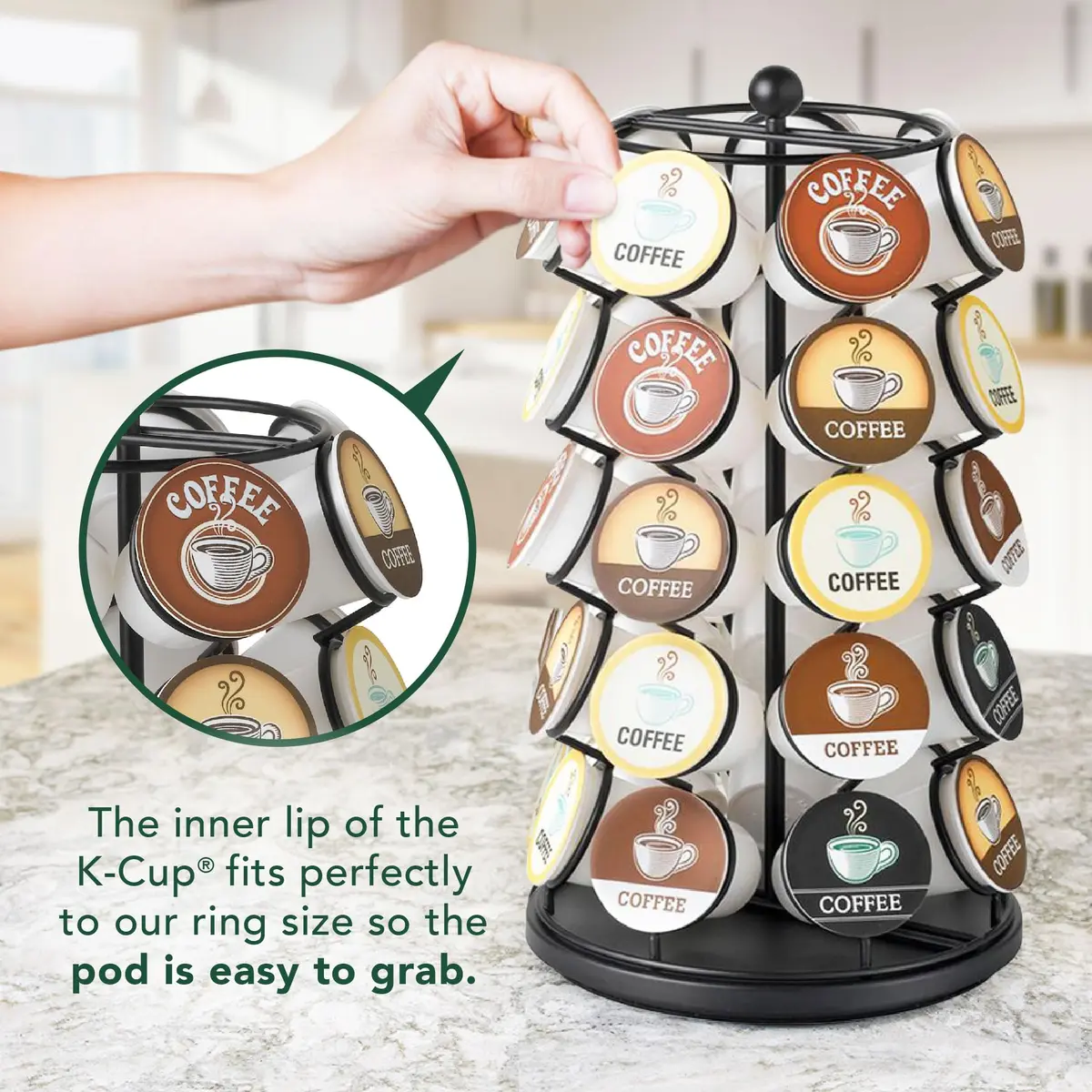 Nifty Solutions ITEM_STAND Black Item Stand | 35 K Cup Capacity, 360° Spin, Modern Counter Organizer - view 6