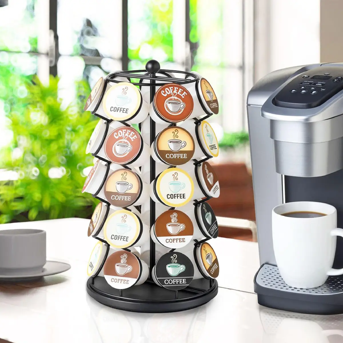Nifty Solutions ITEM_STAND Black Item Stand | 35 K Cup Capacity, 360° Spin, Modern Counter Organizer - view 7