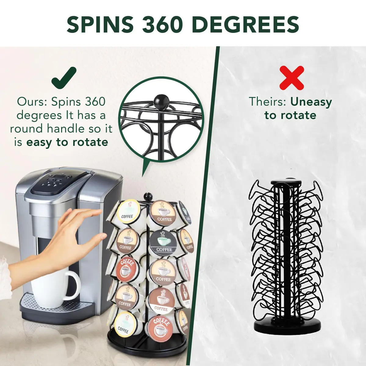 Nifty Solutions ITEM_STAND Black Item Stand | 35 K Cup Capacity, 360° Spin, Modern Counter Organizer - view 3