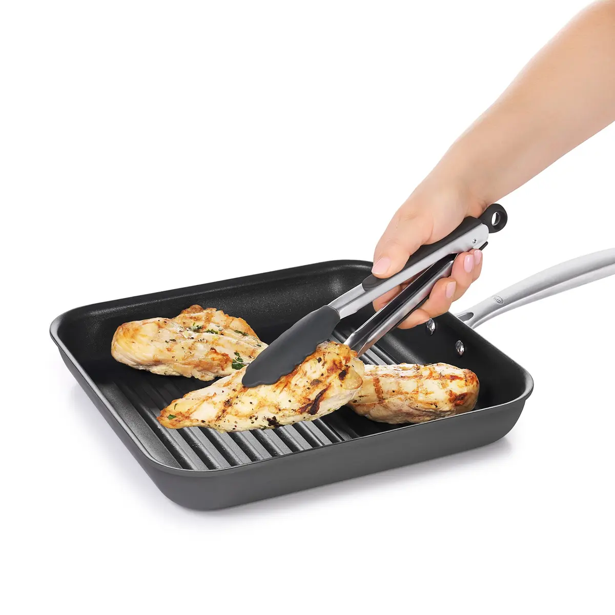 OXO Good Grips 12-Inch Tongs with Silicone Head | Heat Resistant to 600°F, Non-Stick Safe, Dishwasher Safe - view 4