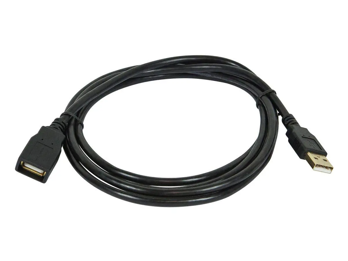 Monoprice USB 2.0 Type-A Male to Type-A Female Extension Cable 15 Feet | Gold Plated, 28/24AWG, Black - main product image