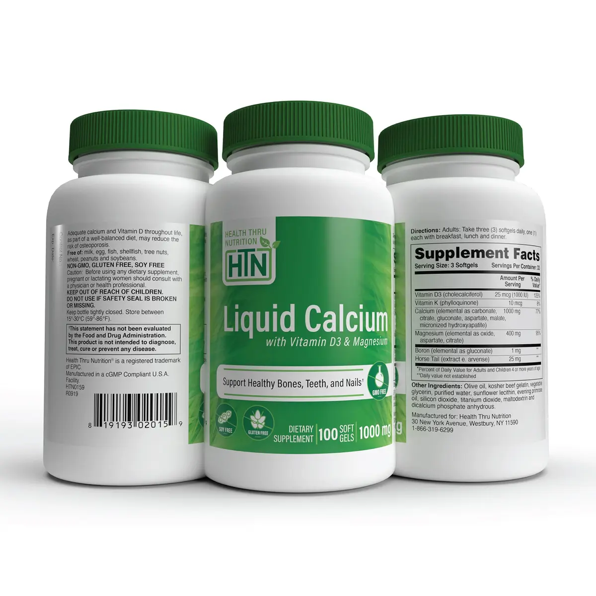 Health Thru Nutrition Liquid Calcium 1000mg, Magnesium 400mg, Vitamin D3 1000iu & Boron | Bone Support with 6 Calcium Sources - view 5