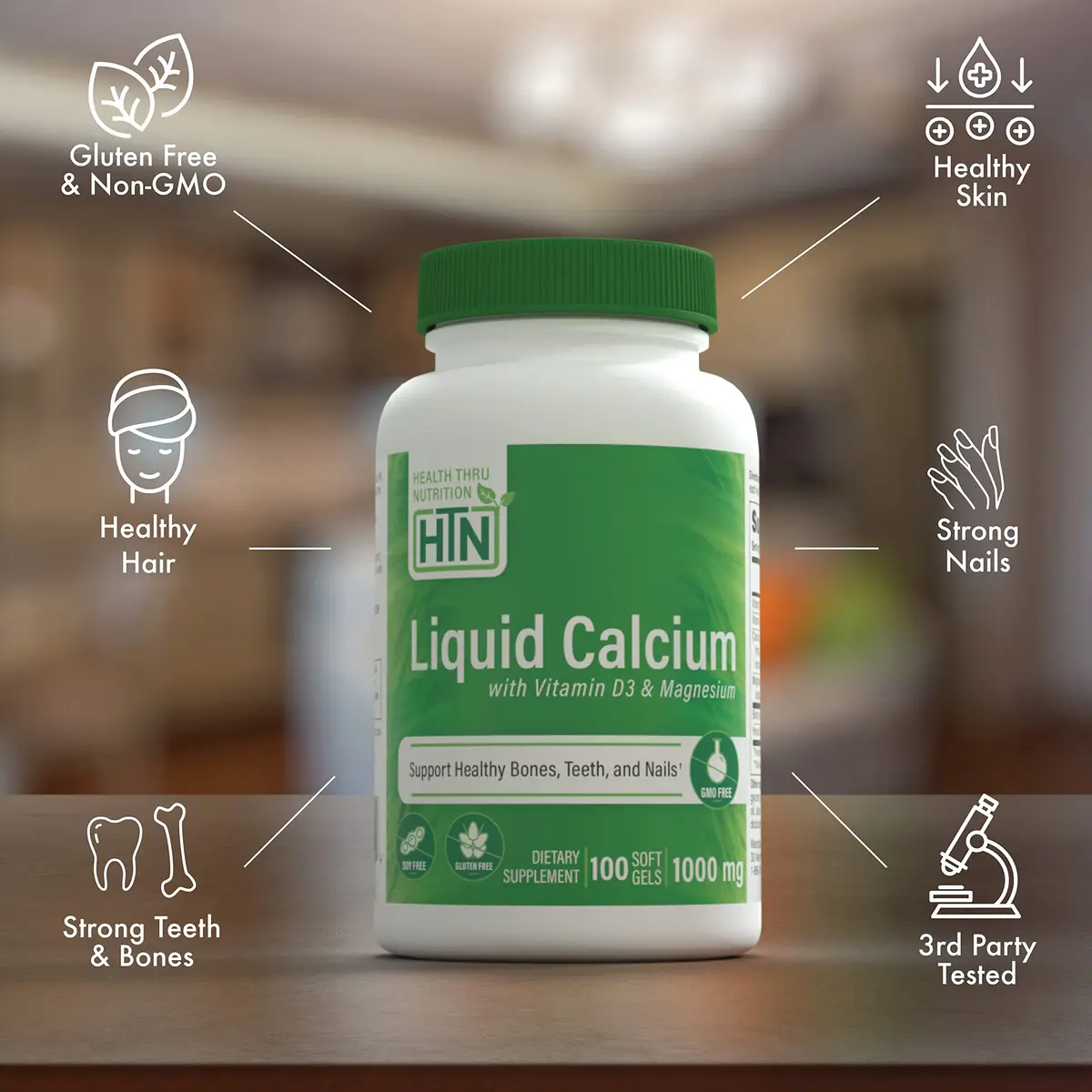 Health Thru Nutrition Liquid Calcium 1000mg, Magnesium 400mg, Vitamin D3 1000iu & Boron | Bone Support with 6 Calcium Sources - view 3
