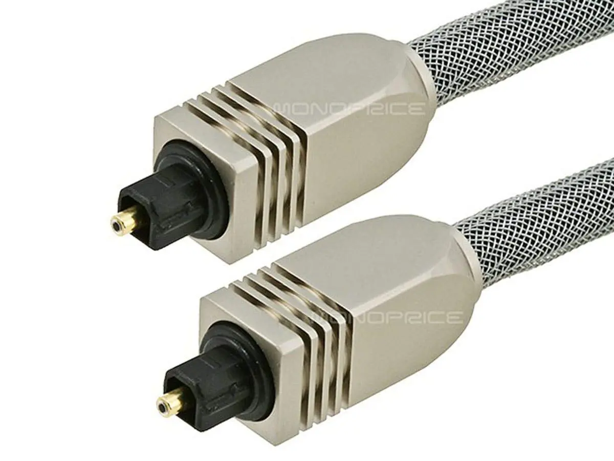 Monoprice Premium S/PDIF Toslink Digital Optical Audio Cable 4.57m (15ft) | Heavy Duty Mesh Jacket, Metal Connector Heads, For Home Theater & More - view 2