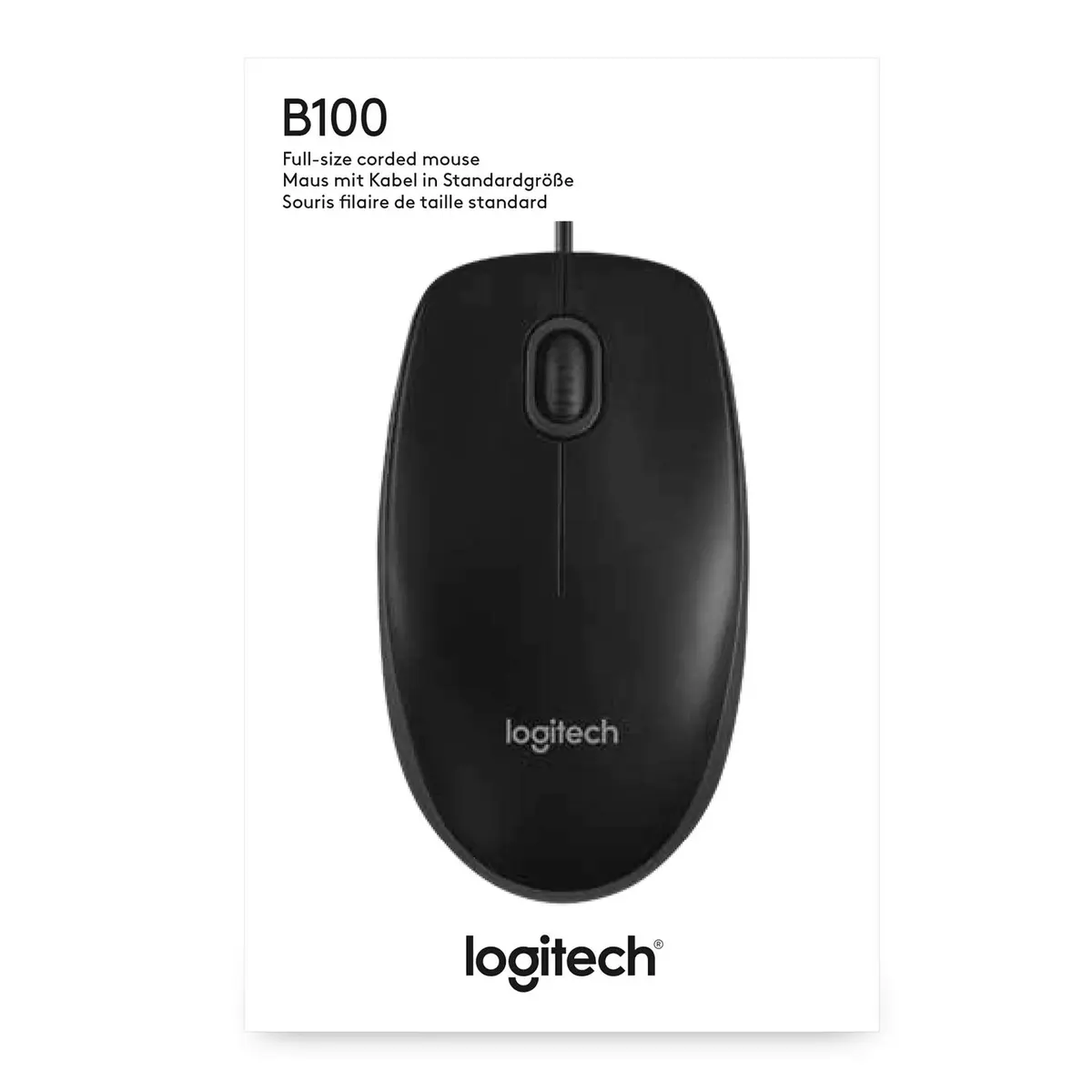 Logitech B100 Ambidextrous Wired Mouse - Black | Precise 800 dpi, Comfortable for Office & Home Use - view 6