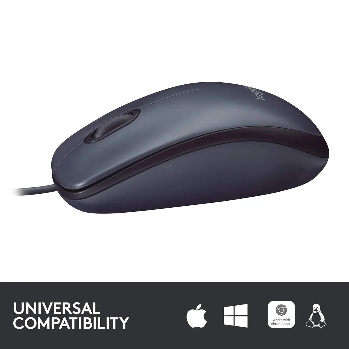 Logitech B100 Ambidextrous Wired Mouse - Black | Precise 800 dpi, Comfortable for Office & Home Use - view 4