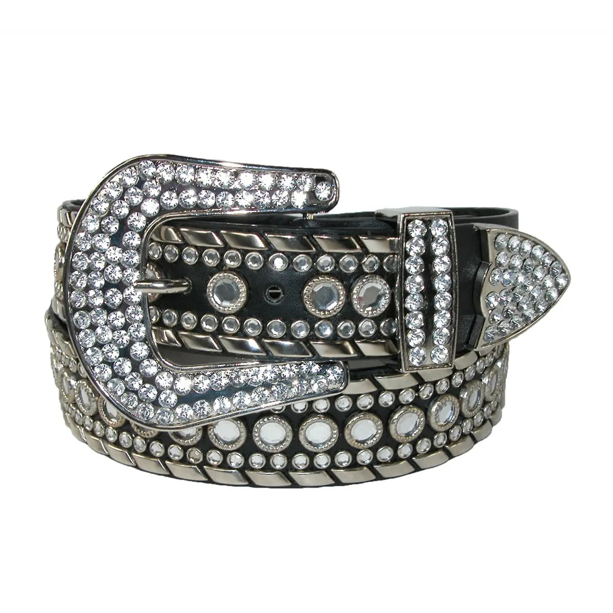 CTM Western Rhinestone Belt for Women 1.5 inches | Faux Leather & Rhinestones - main product image