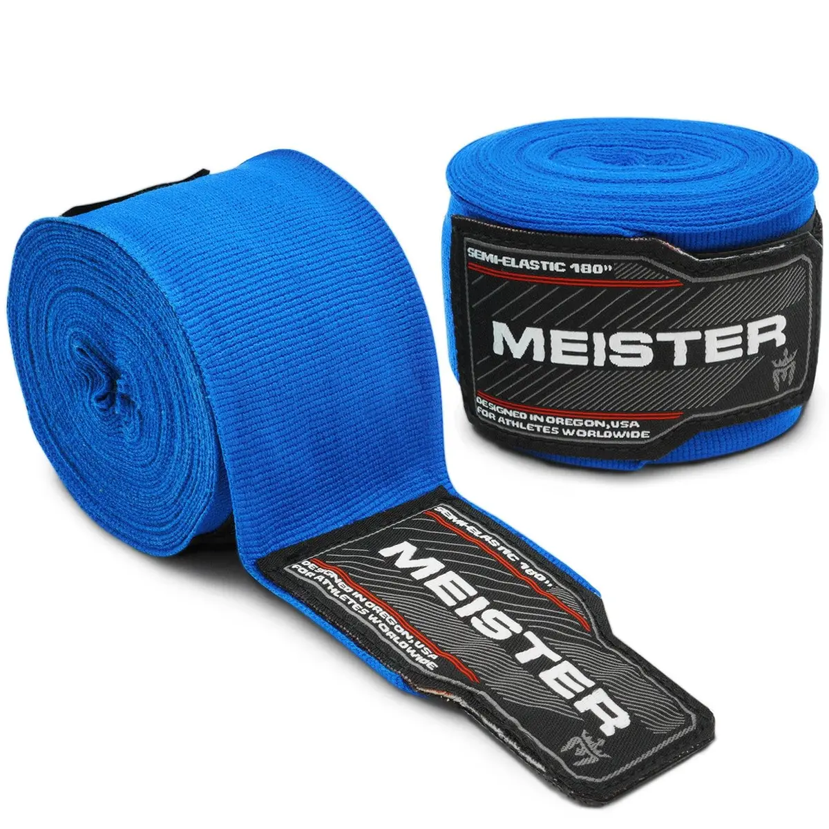 Meister Adult 180" Semi-Elastic Hand Wraps (Pair) - Blue | Wrist Support & Knuckle Protection - main product image