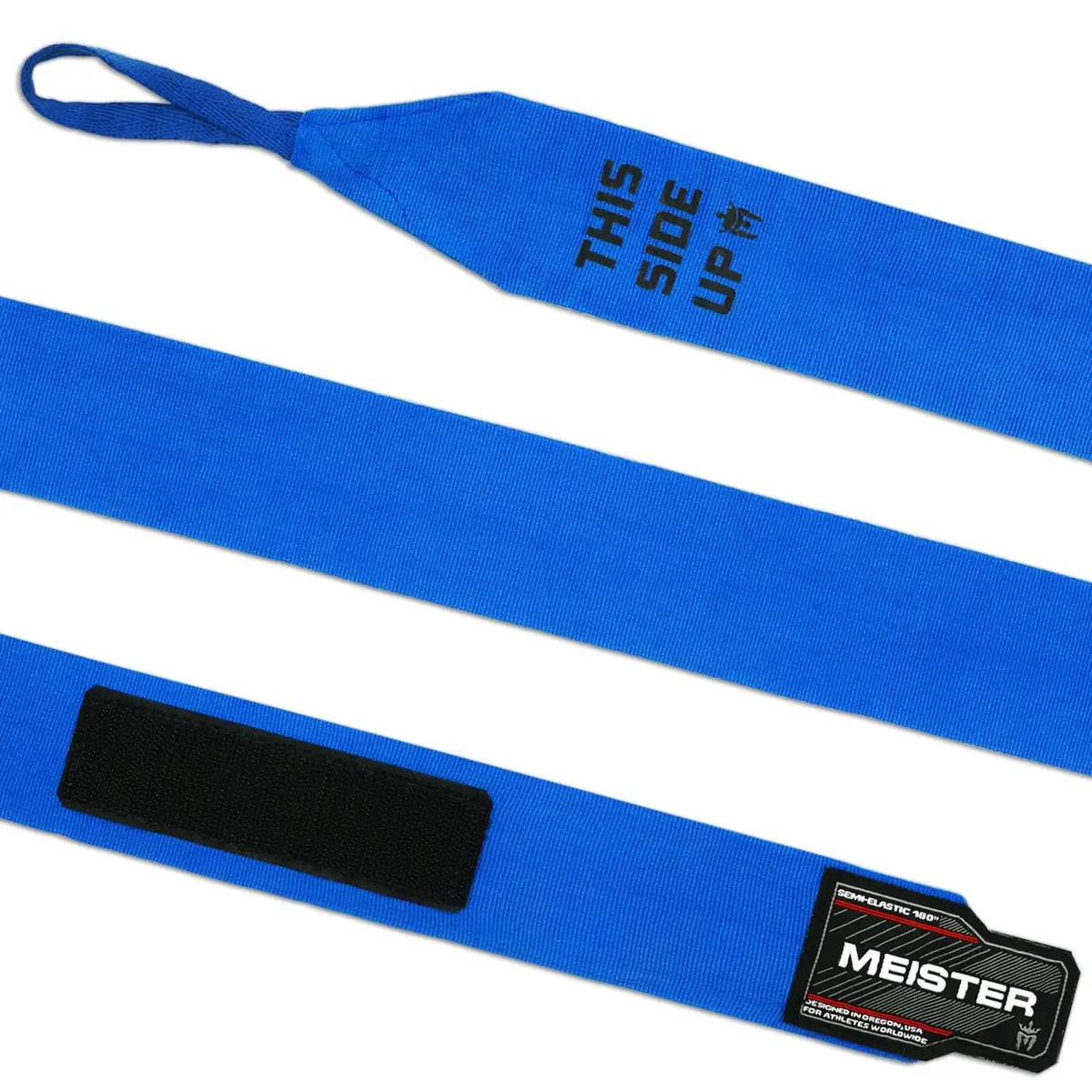Meister Adult 180" Semi-Elastic Hand Wraps (Pair) - Blue | Wrist Support & Knuckle Protection - view 2