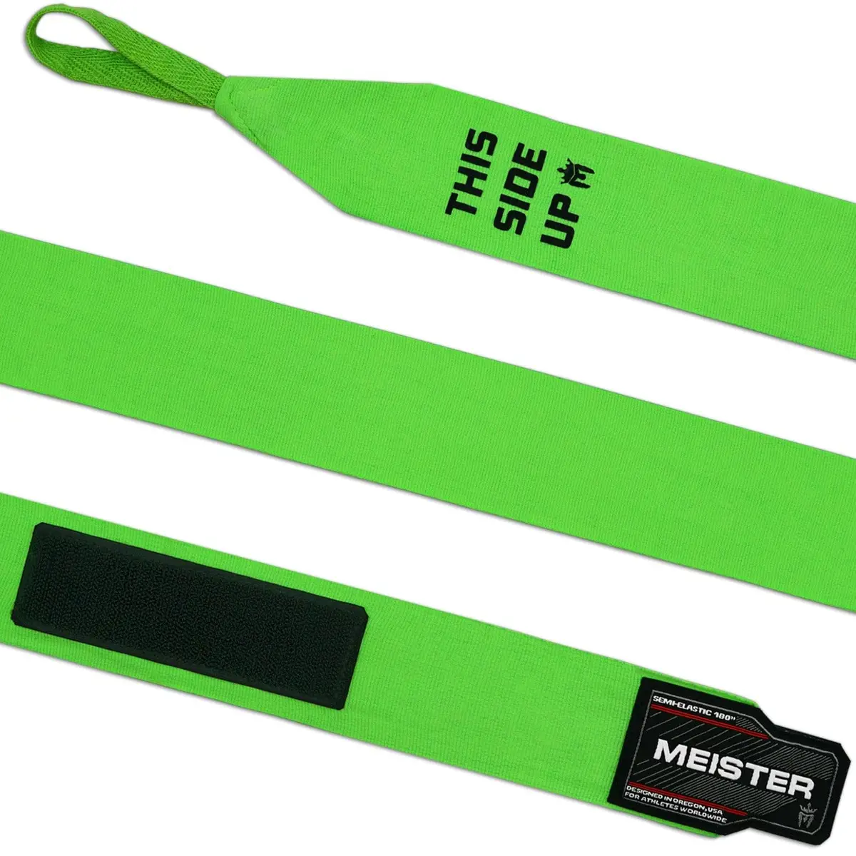 Meister Adult 180" Semi-Elastic Hand Wraps (Pair) - Neon Green | Wrist Support & Knuckle Protection - view 2