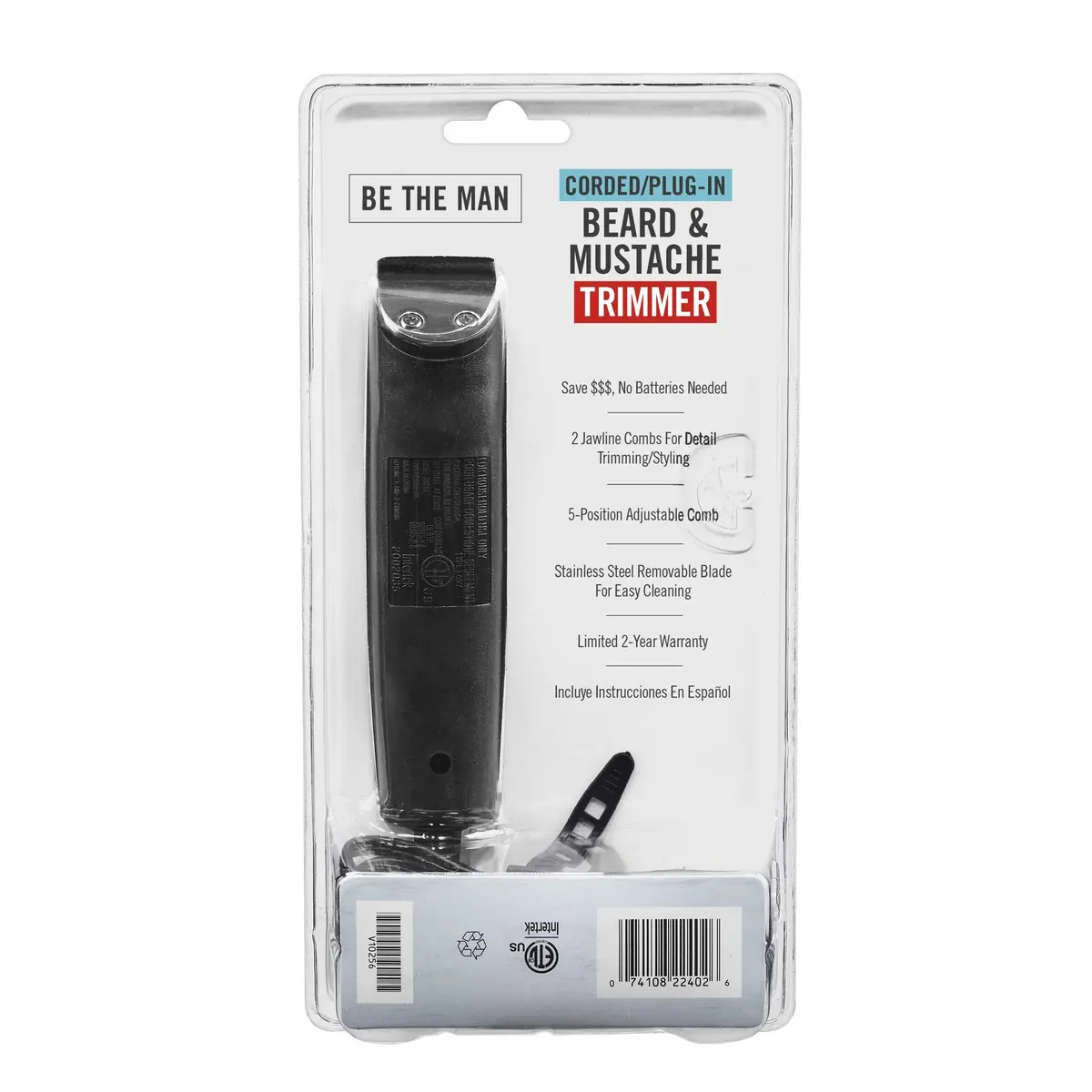ConairMAN Beard Trimmer for Men Includes Nose & Ear Hair Trimmer, 4 Piece Corded Grooming Kit, Stainless Steel Blades, 5-Position Comb Attachment - view 6