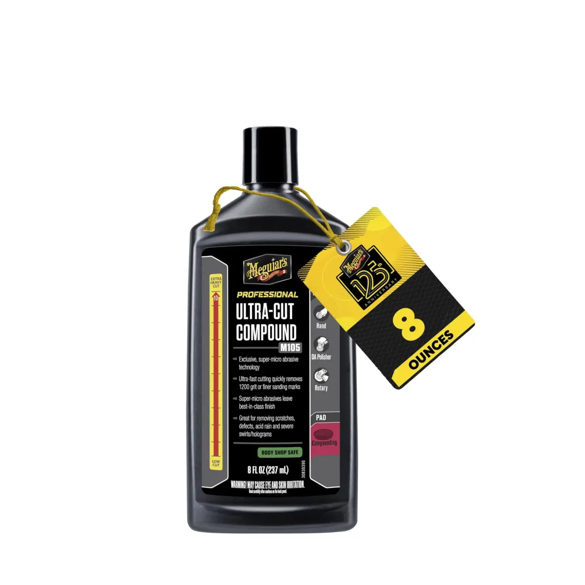 Meguiar's Mirror Glaze M105 Ultra-Cut Compound 237ml (8 oz) | Heavy Cut for Scratches & Swirls - main product image