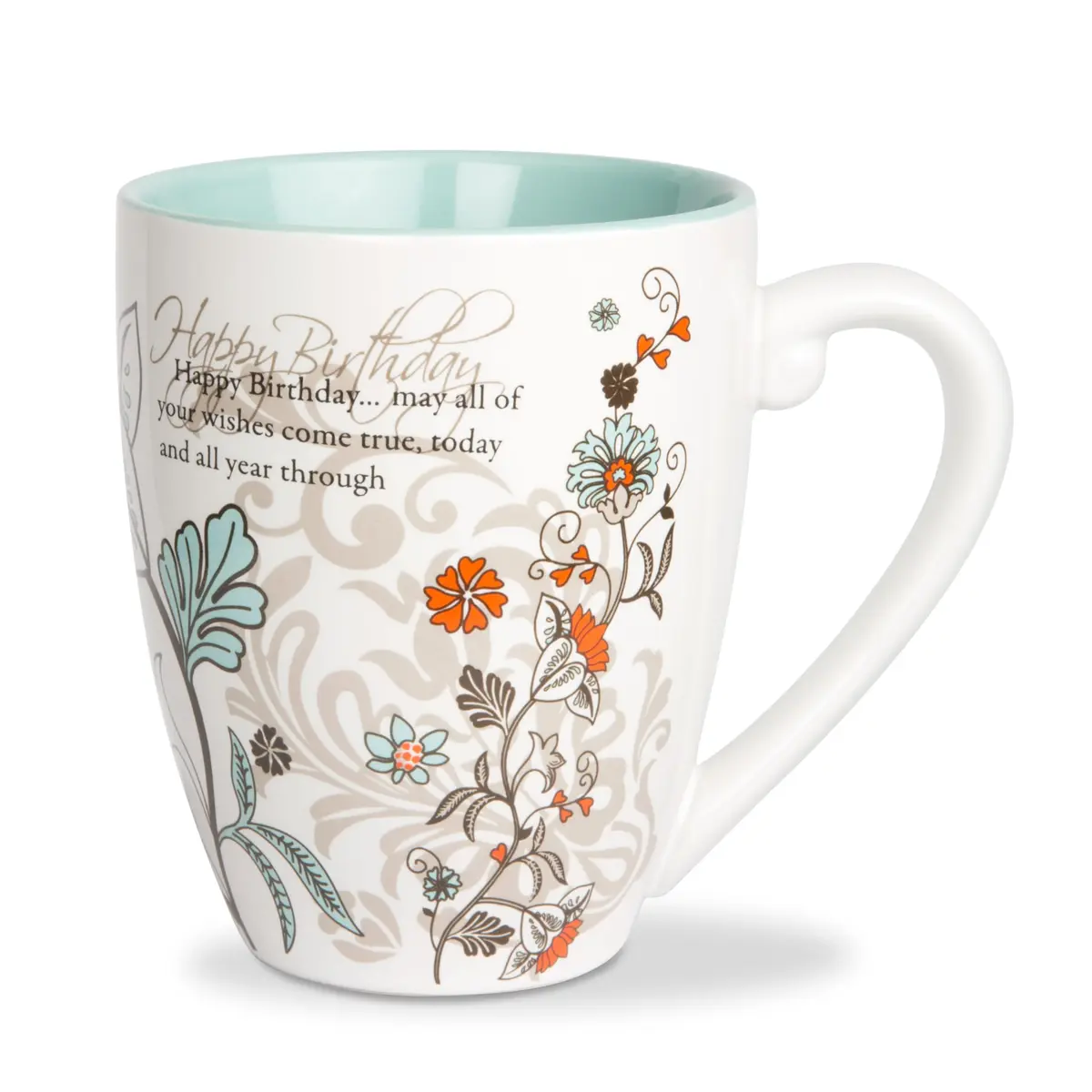 Pavilion Gift Company Happy Birthday Mug, 20oz | Elegant Floral Design, Reusable Ceramic - main product image