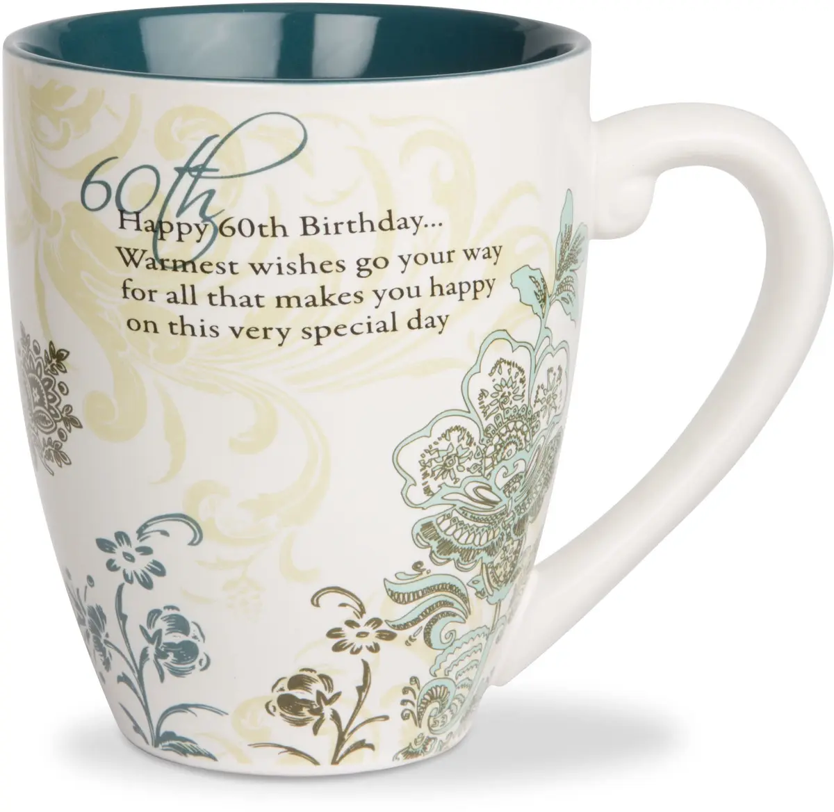 Pavilion Gift Company 60th Birthday Mug 20oz | Elegant Floral Design for Celebrations - main product image
