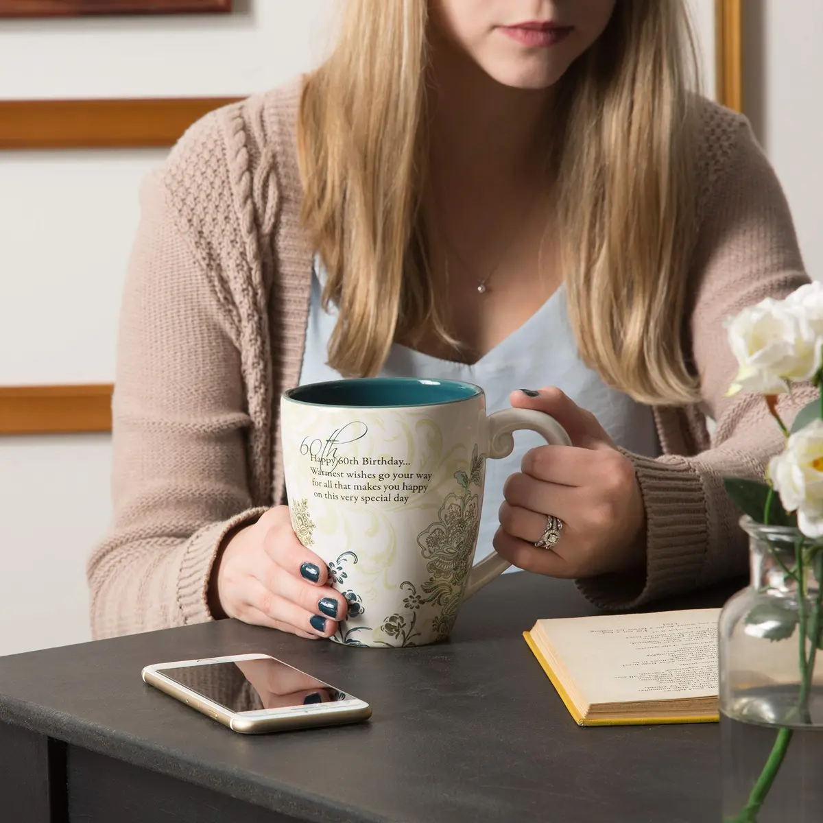 Pavilion Gift Company 60th Birthday Mug 20oz | Elegant Floral Design for Celebrations - view 8