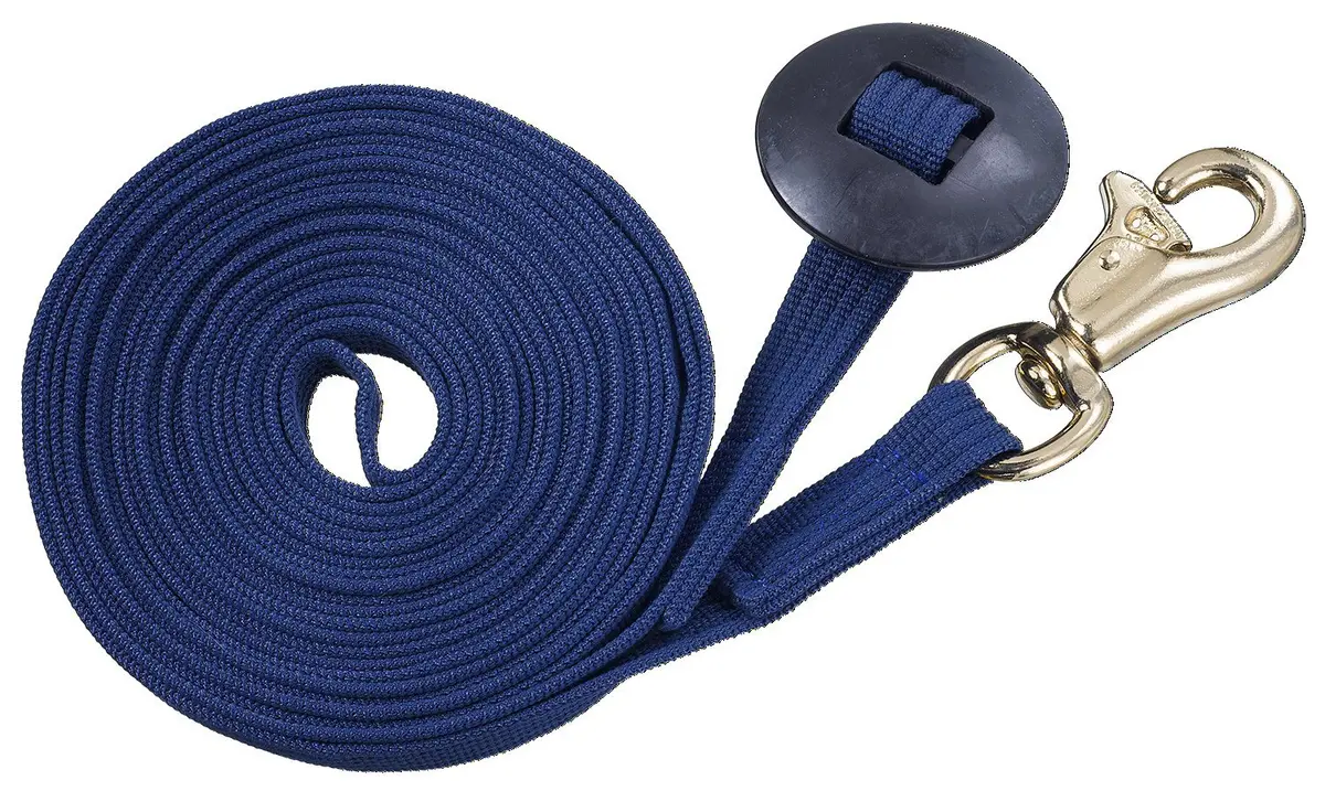 Tough 1 German Cord Cotton Lunge Line with Heavy Snap, Navy Blue, 25 ft (7.62 m) | Equestrian Training Rope - main product image