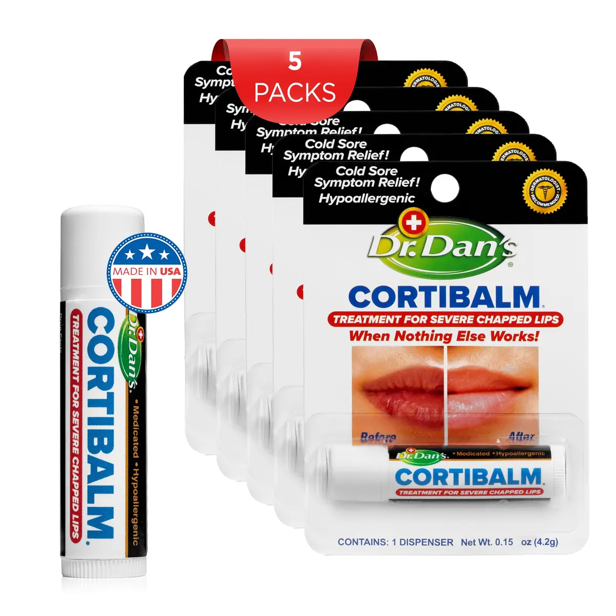 Dr. Dan's Cortibalm Lip Balm 5 Pack 1% Hydrocortisone for Dry Lips | Healing & Nourishing - view 8