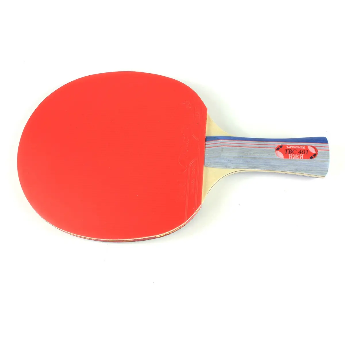 Butterfly B401 Shakehand Table Tennis Racket Set with Case | 5-Ply Wood Blade, Yuki Rubber, Flared Handle - view 2