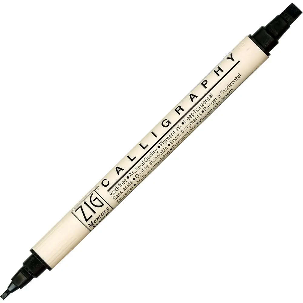 Kuretake Zig Memory System Calligraphy Marker Pure Black | Twin-tip, Water-based Ink, Archival Quality - main product image