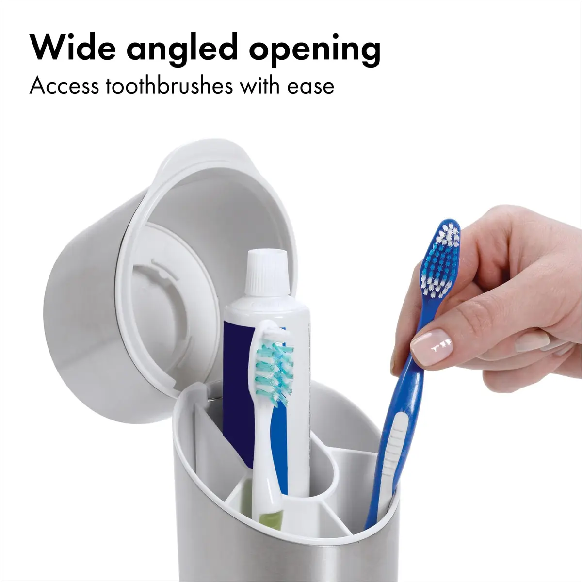 OXO Good Grips Bathroom Toothbrush Holder Set - Stainless Steel | Compact, Hygienic & Durable - view 4