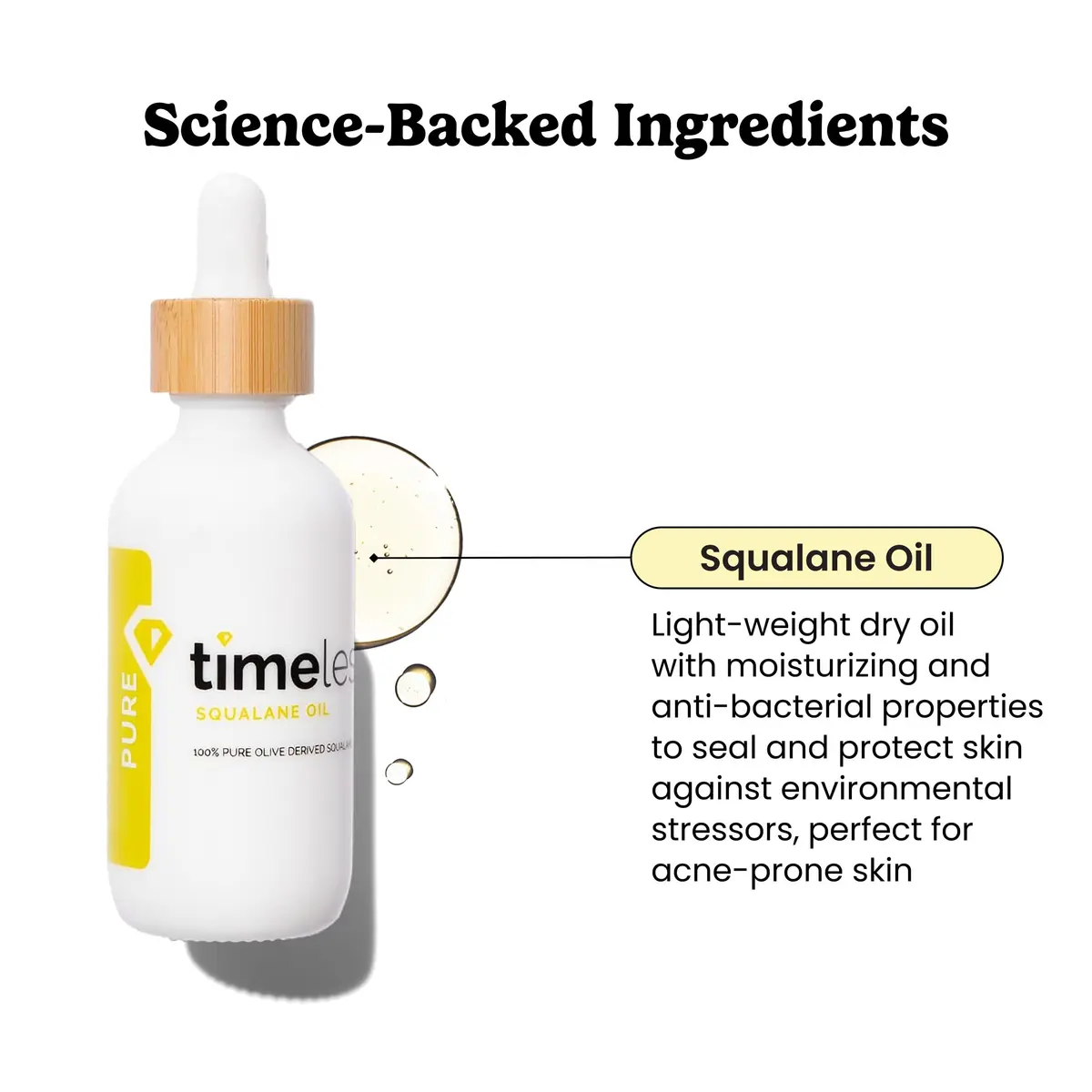 Timeless Squalane Oil 100% Pure, Plant-Based Dry Oil | Hydrates & Regulates Oil, Suitable for All Skin Types - view 2