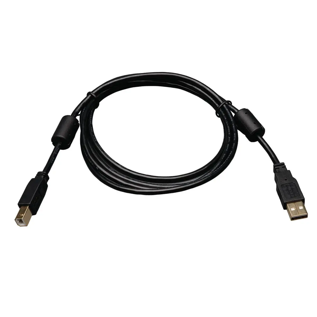 Tripp Lite USB 2.0 Hi-Speed A/B Cable 6-ft. Black | Ferrite Chokes for Noisy Environments - main product image