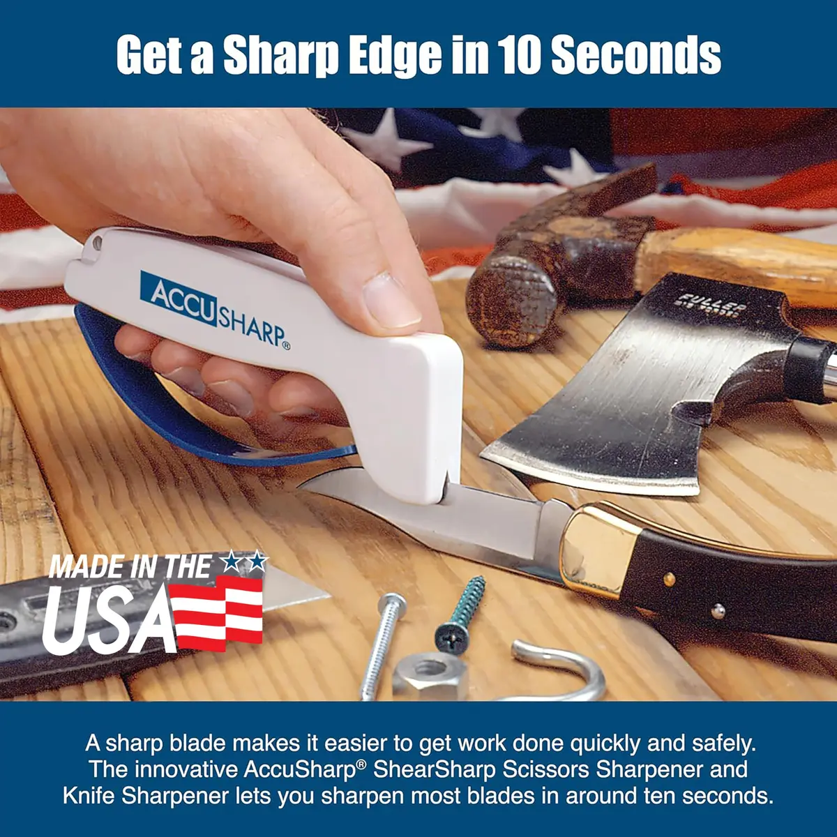 AccuSharp Knife & Shear Sharpener Combo | Reversible Tungsten Carbide Blades, Ergonomic Handle, 10 Sec Edge Restoration - view 4