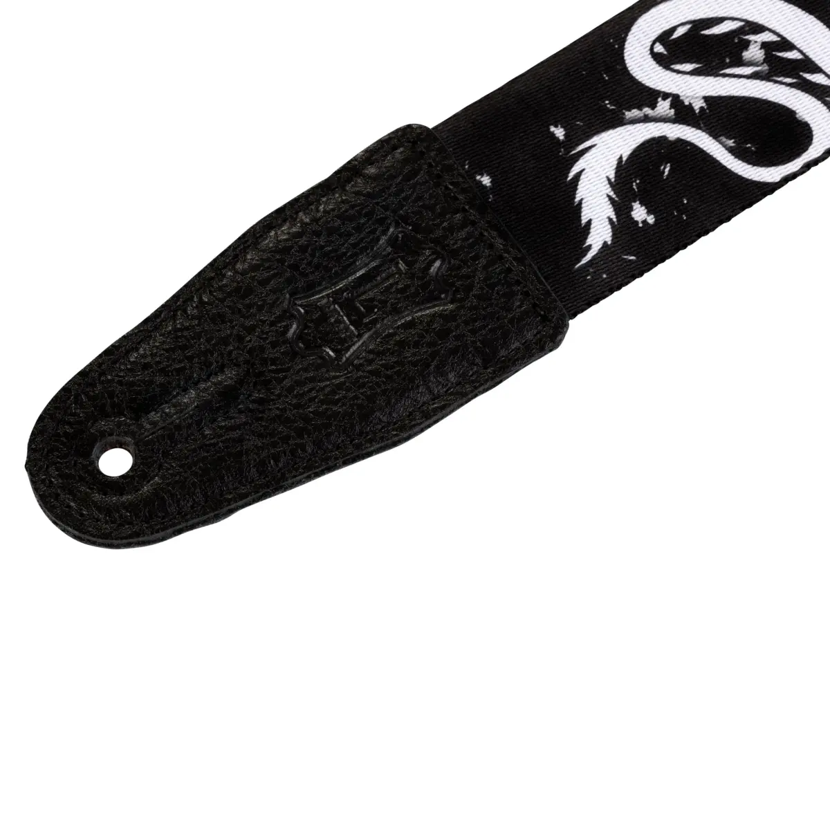 Levy's Black & White Dragon Polyester Guitar Strap 15.3 cm (6") | Genuine Leather Ends & Adjustable 152 cm (60") - view 2