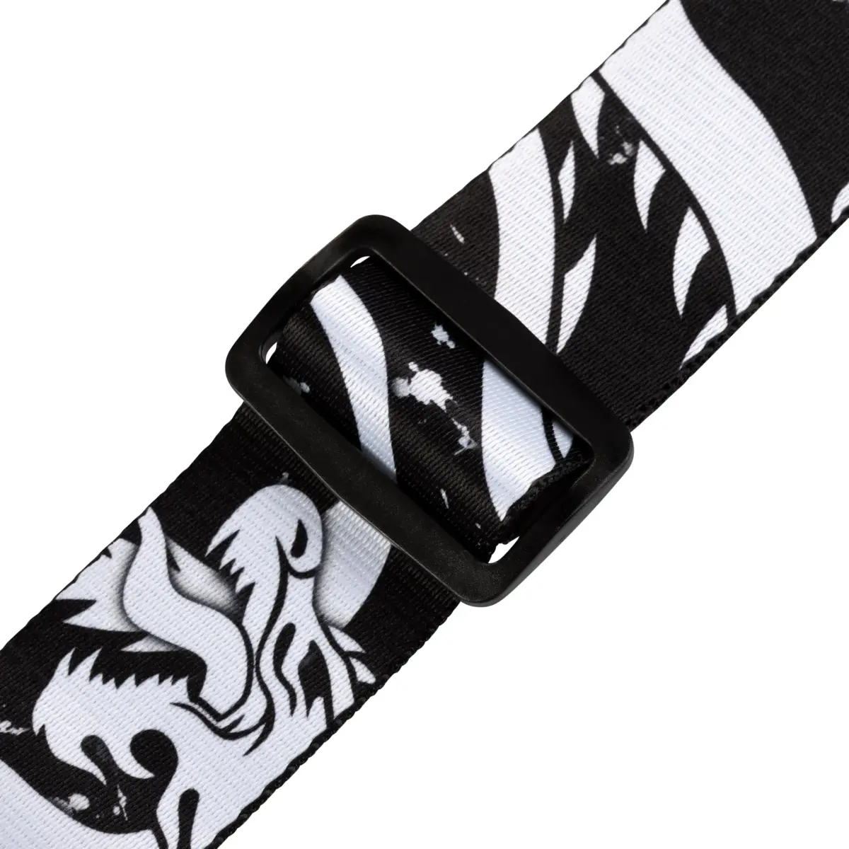 Levy's Black & White Dragon Polyester Guitar Strap 15.3 cm (6") | Genuine Leather Ends & Adjustable 152 cm (60") - view 3