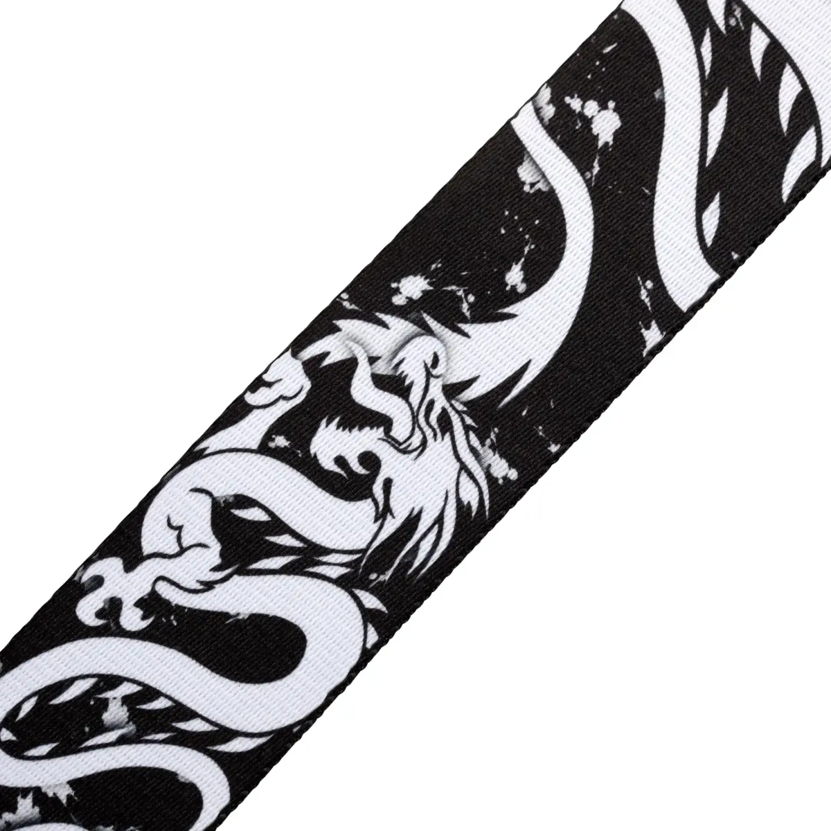 Levy's Black & White Dragon Polyester Guitar Strap 15.3 cm (6") | Genuine Leather Ends & Adjustable 152 cm (60") - view 4
