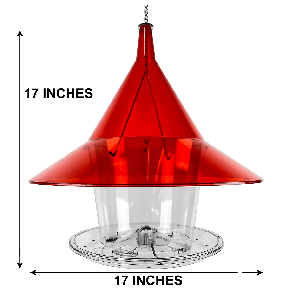 Sky Cafe Squirrel Proof Bird Feeder for Outside - Very Large, 17 in. Diameter, 1.5 Gallon Birdseed Capacity | Made in USA - view 5