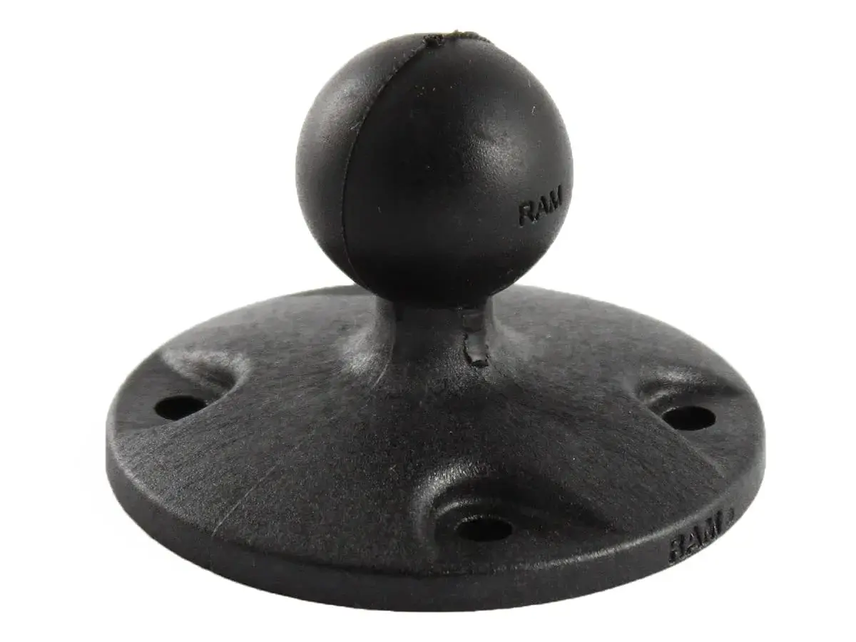 RAM MOUNTS Round Plate Ball Base with B Size 1" Ball, 4-Hole AMPS | High-Strength Composite Mount for GPS & Devices - main product image
