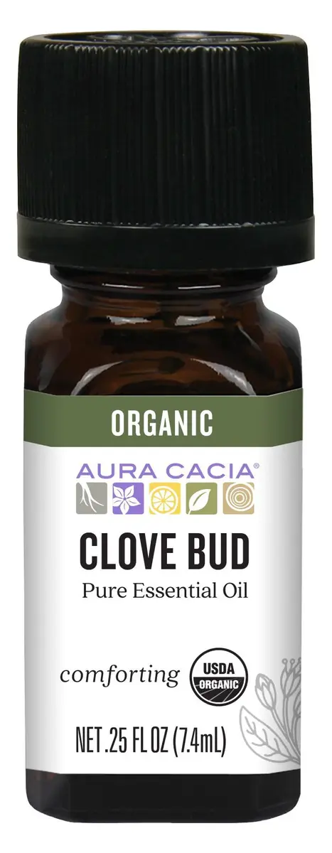 Aura Cacia Organic Clove Bud Essential Oil 7.4 ml | Pure, Certified Organic, GC/MS Tested for Purity - main product image