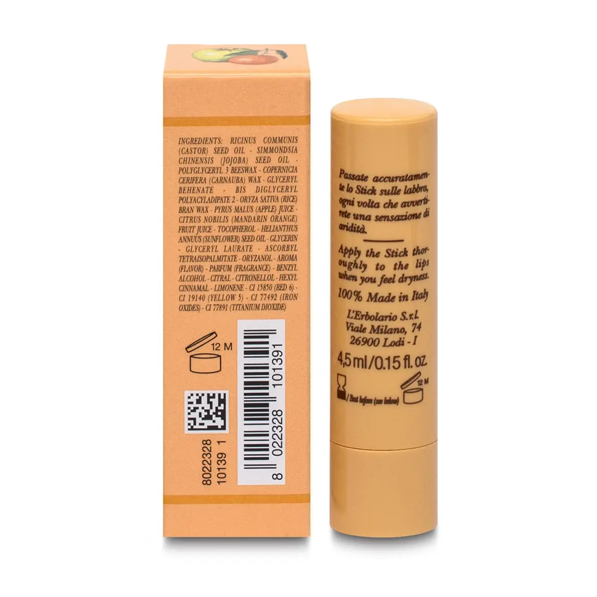 L'Erbolario Lip Gloss Apple Mandarin 0.15 oz | Soothing, Hydrating with Subtle Shine - view 5
