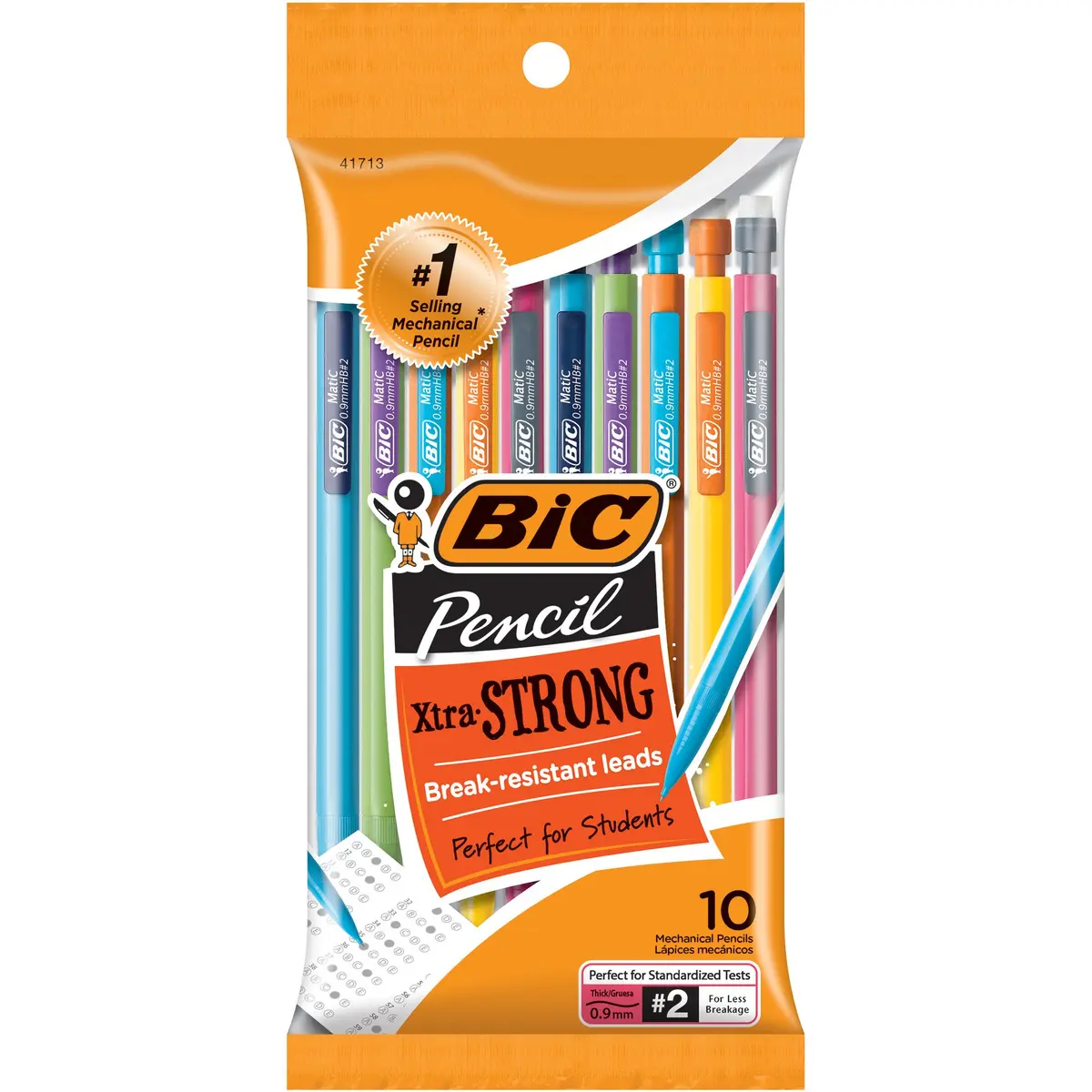 BIC Mechanical Pencil 0.9mm | Colorful Barrel, Break-Resistant Lead, 10-Count - main product image