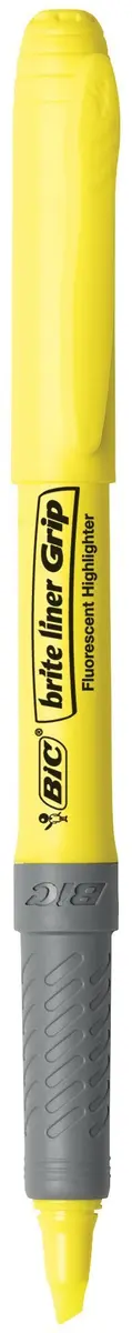 BIC Brite Liner Grip Highlighters, Chisel Tip, 5-Count Pack, Yellow | Long-Lasting, Safe & Reliable Office Supplies - view 2