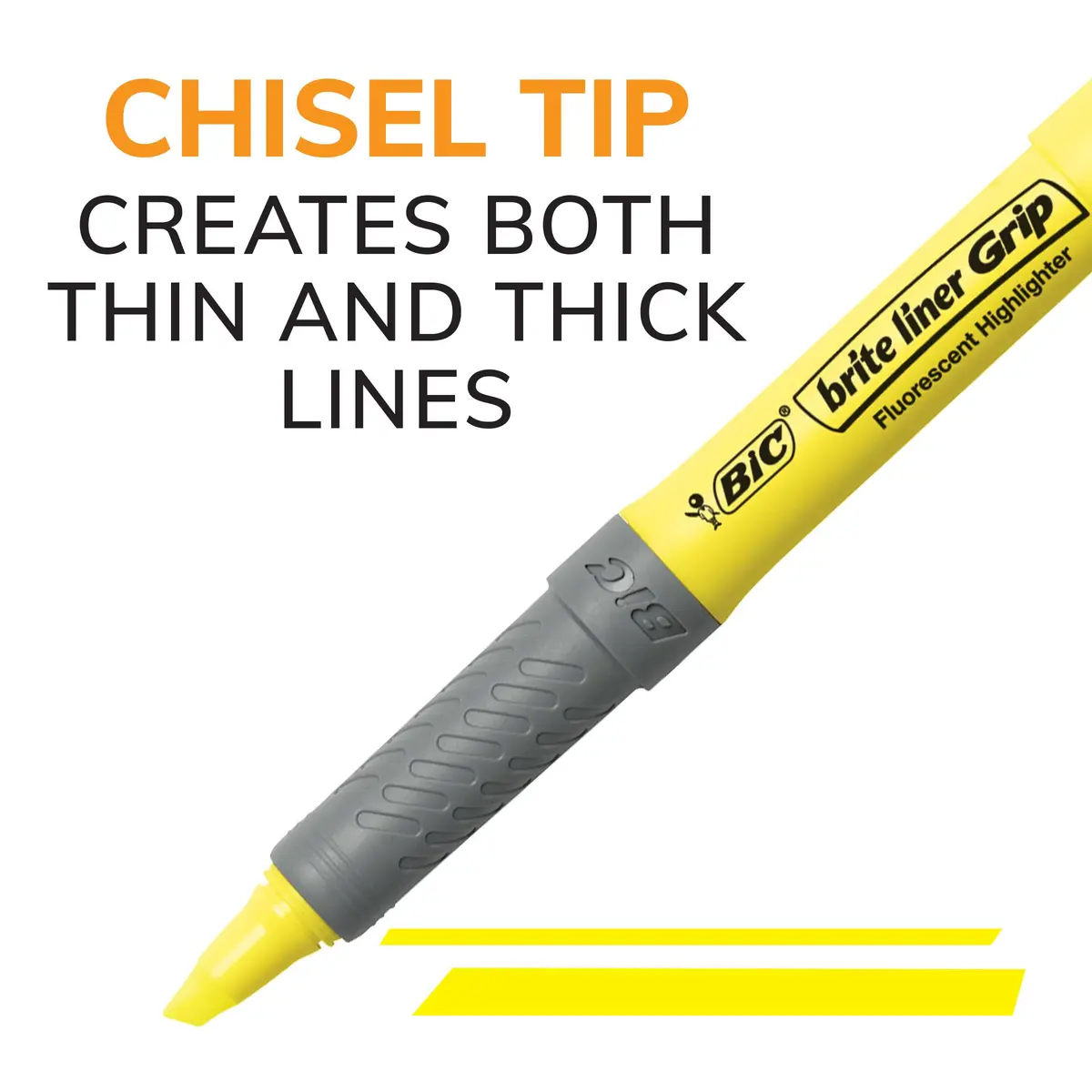 BIC Brite Liner Grip Highlighters, Chisel Tip, 5-Count Pack, Yellow | Long-Lasting, Safe & Reliable Office Supplies - view 3