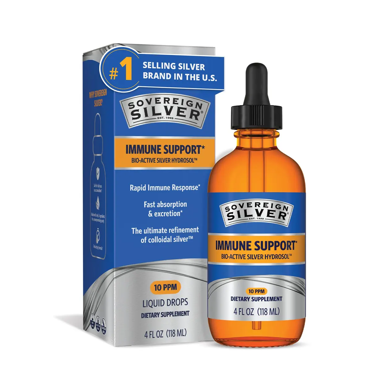 Sovereign Silver Kids Immune Support, Colloidal Silver, 4 fl oz (118 mL) | Gentle immune aid for children 4+ - main product image