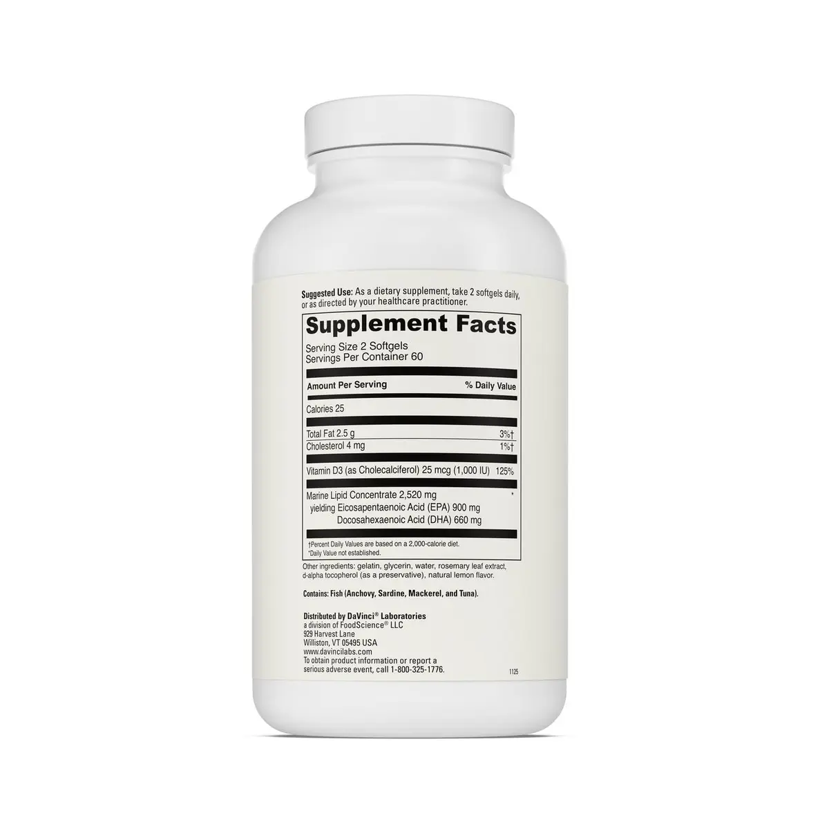 DAVINCI Omega 3 HP-D Softgels 120 Count | Supports Heart, Joints & Skin with Vitamin D3 - view 2