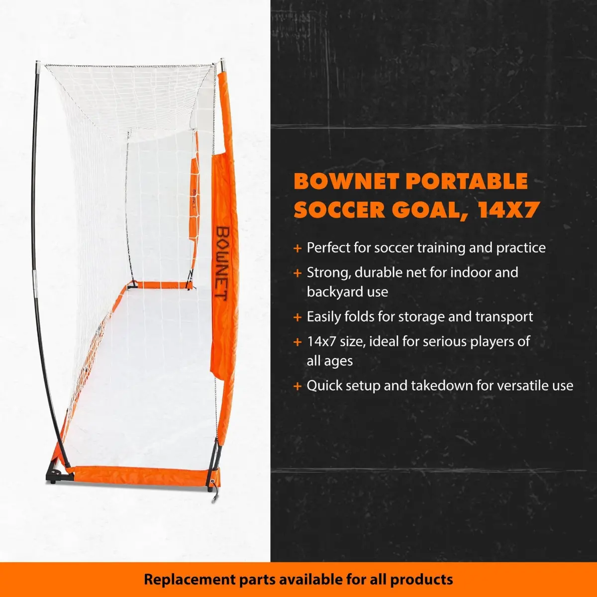 Bownet Folding Soccer Goal, Pop-Up Net with Carry Bag - 7'H x 14'W | Portable, Easy Setup for Indoor & Outdoor Play - view 3