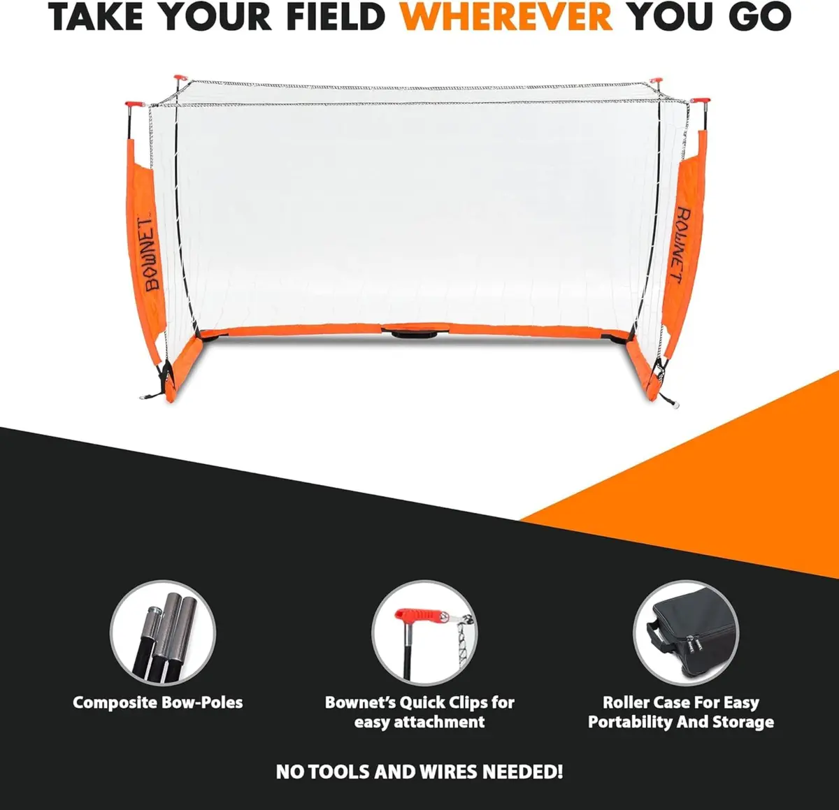 Bownet Folding Soccer Goal, Pop-Up Net with Carry Bag - 7'H x 14'W | Portable, Easy Setup for Indoor & Outdoor Play - view 4