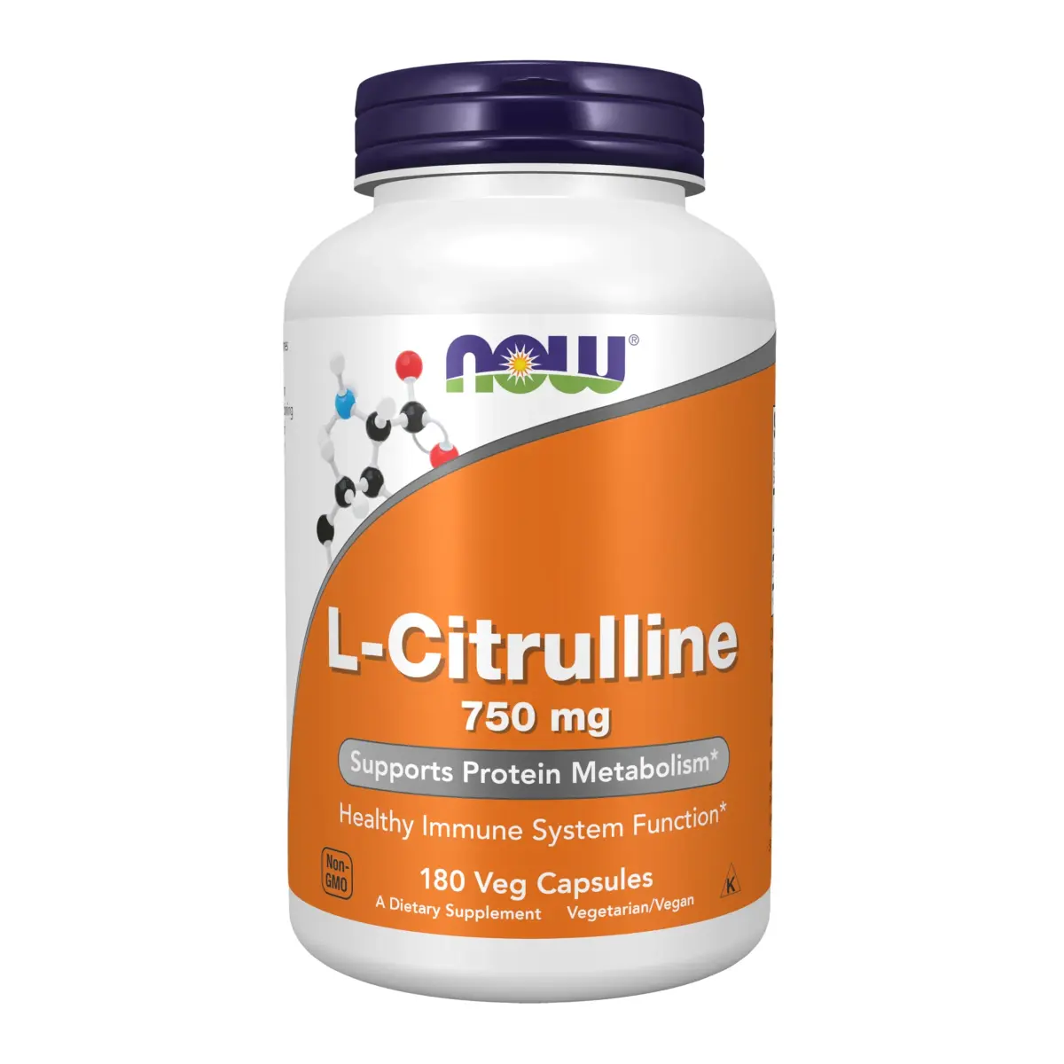 NOW Foods L-Citrulline 750 mg Veg Capsules | Supports Protein Metabolism & Immune Function (180 Count) - main product image