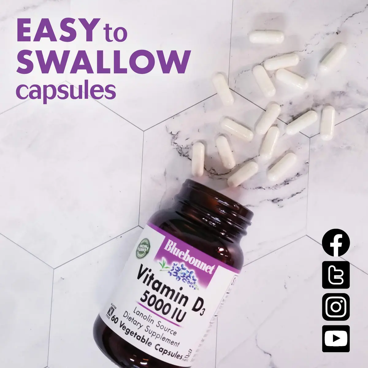 BlueBonnet Vitamin D3 400 IU Vegetable Capsule | Supports Strong Bones & Immunity - view 3