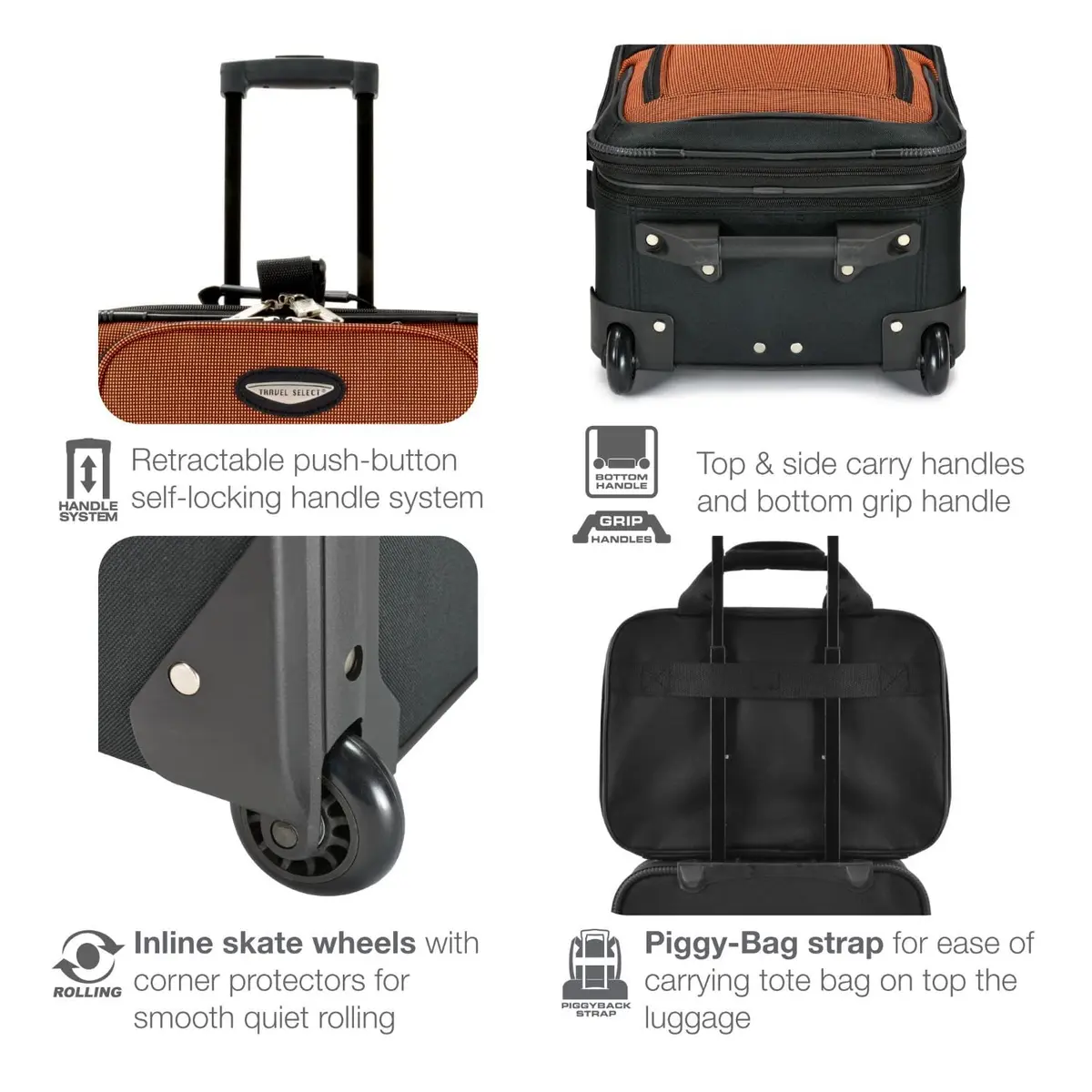 Travel Select Amsterdam Softside Expandable Luggage with Rolling Wheels, Navy, 2-Piece Set (15/21) | Lightweight & Expandable - view 7