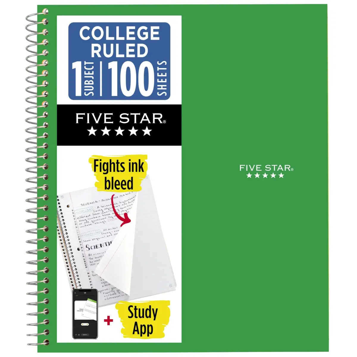 Five Star Spiral Notebook 1 Subject College Ruled 100 Sheets 25ml (0.811 Fl Oz) | SFI Certified Paper - main product image