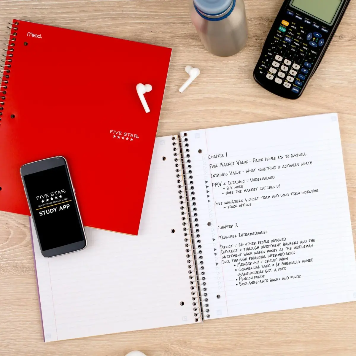 Five Star Spiral Notebook 1 Subject 100 Sheets 8.5" x 11" Fire Red | College Ruled Paper with Study App - view 6