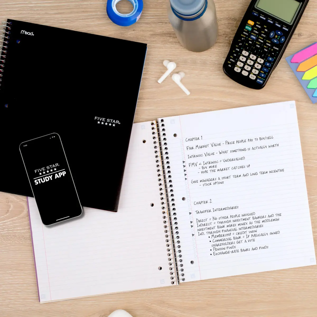 Five Star Spiral Notebook 5 Subject 200 Sheets (8.5" x 11") | Water-Resistant Cover - view 3